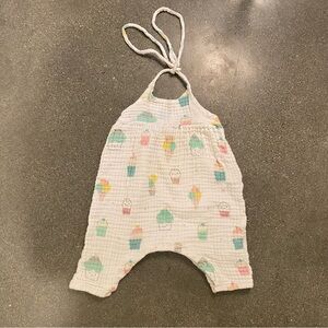 Angel Dear‎ Girls 6-12 months Tie Back Romper Muslin Cotton Ice Cream Summer